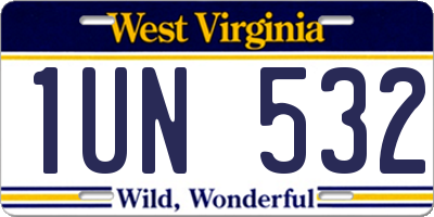 WV license plate 1UN532
