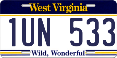 WV license plate 1UN533
