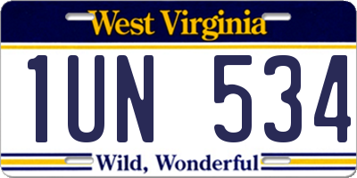 WV license plate 1UN534