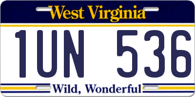 WV license plate 1UN536