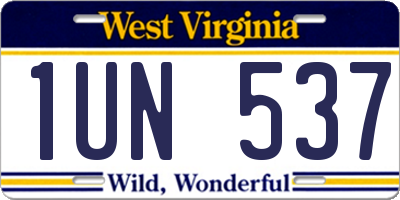 WV license plate 1UN537