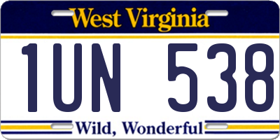 WV license plate 1UN538