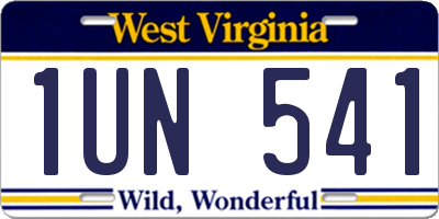 WV license plate 1UN541