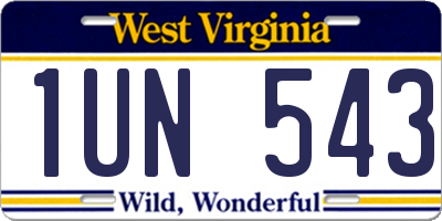 WV license plate 1UN543