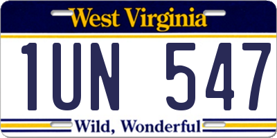 WV license plate 1UN547