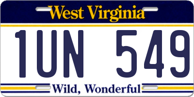WV license plate 1UN549