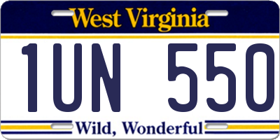 WV license plate 1UN550