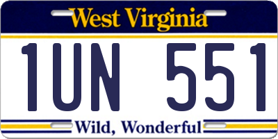 WV license plate 1UN551