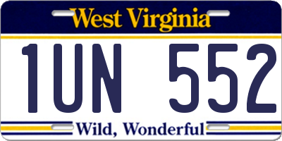 WV license plate 1UN552