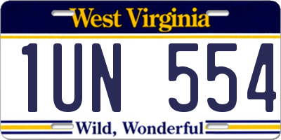 WV license plate 1UN554