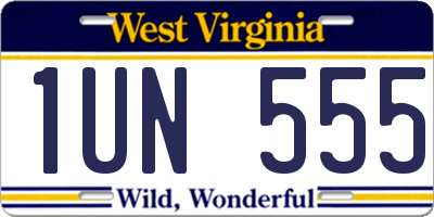 WV license plate 1UN555