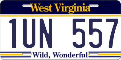 WV license plate 1UN557