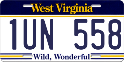 WV license plate 1UN558