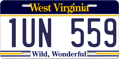 WV license plate 1UN559