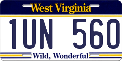 WV license plate 1UN560