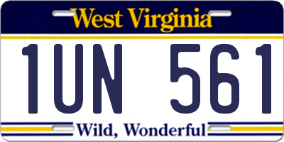 WV license plate 1UN561
