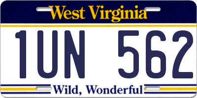 WV license plate 1UN562