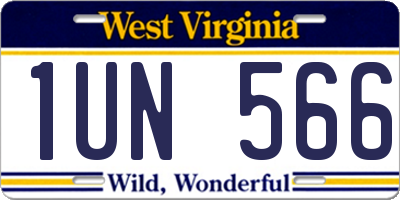 WV license plate 1UN566
