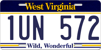 WV license plate 1UN572