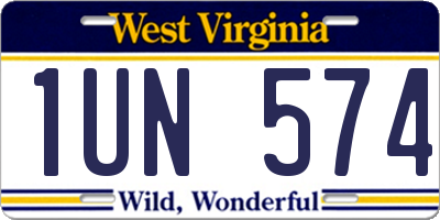 WV license plate 1UN574