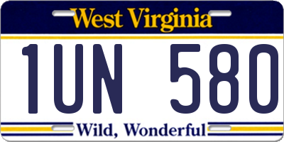 WV license plate 1UN580