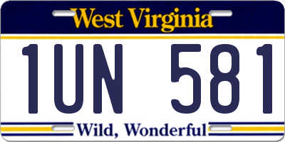 WV license plate 1UN581