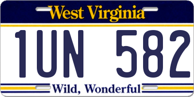 WV license plate 1UN582