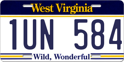 WV license plate 1UN584