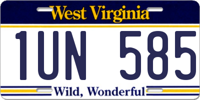 WV license plate 1UN585