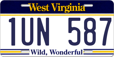 WV license plate 1UN587
