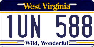 WV license plate 1UN588