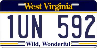 WV license plate 1UN592