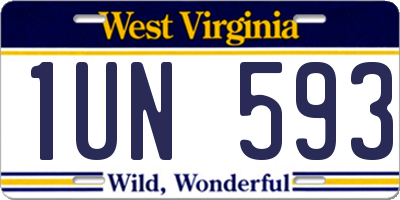 WV license plate 1UN593