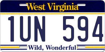 WV license plate 1UN594