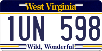 WV license plate 1UN598
