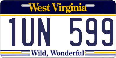 WV license plate 1UN599