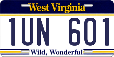 WV license plate 1UN601