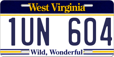 WV license plate 1UN604