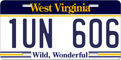 WV license plate 1UN606