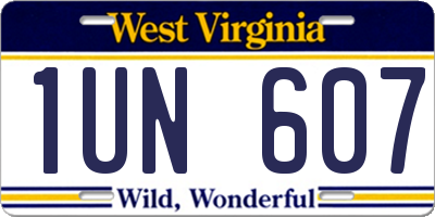 WV license plate 1UN607