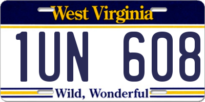 WV license plate 1UN608