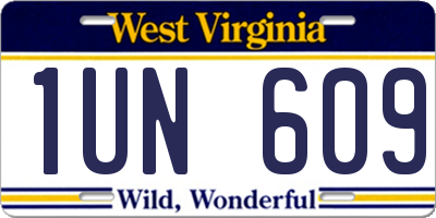 WV license plate 1UN609