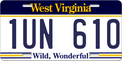 WV license plate 1UN610