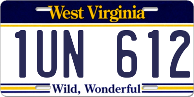 WV license plate 1UN612