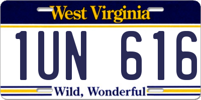 WV license plate 1UN616