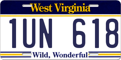 WV license plate 1UN618