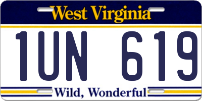 WV license plate 1UN619