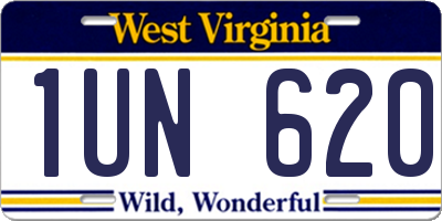 WV license plate 1UN620