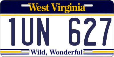 WV license plate 1UN627