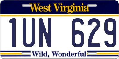 WV license plate 1UN629